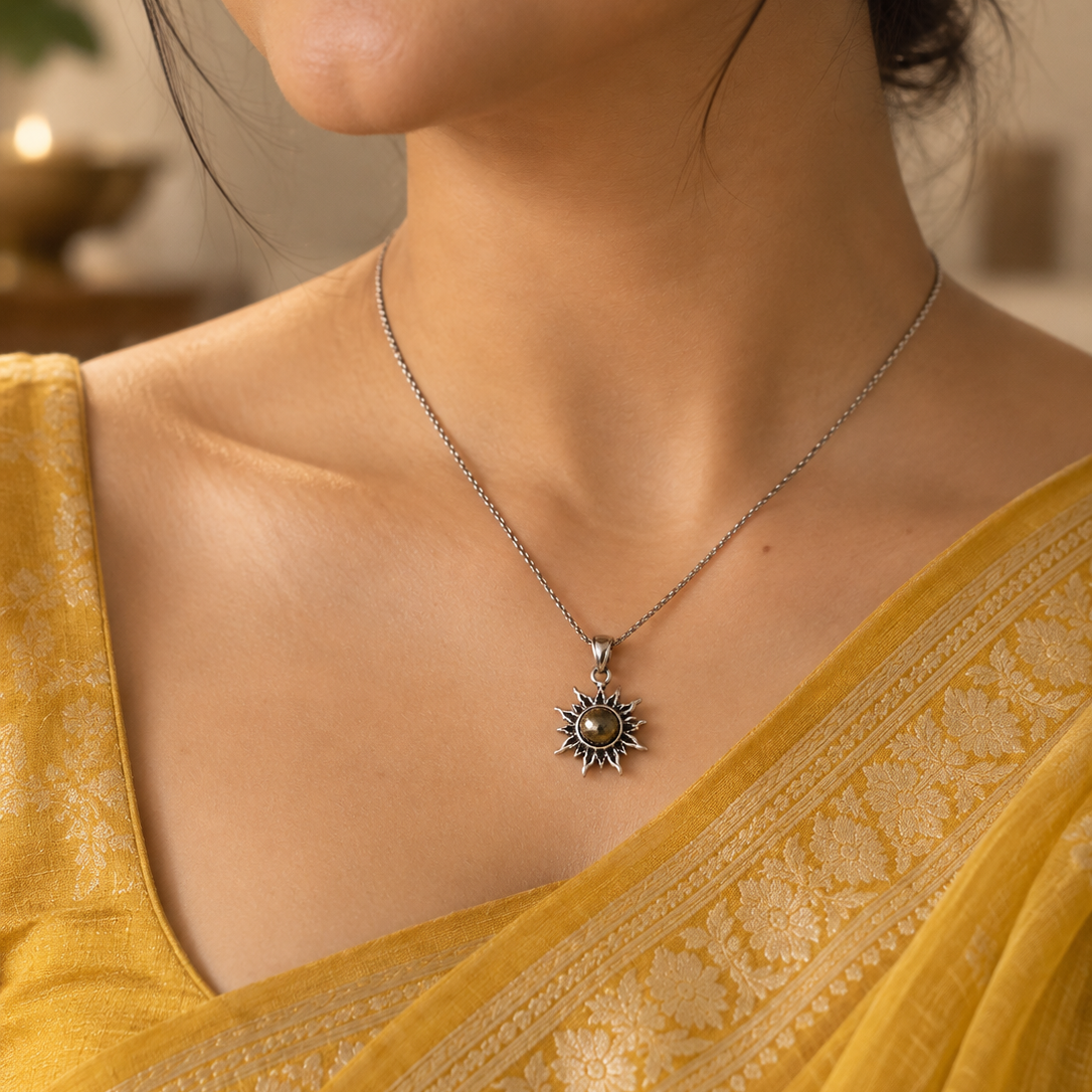 Surya Pyrite Pendant (with chain)