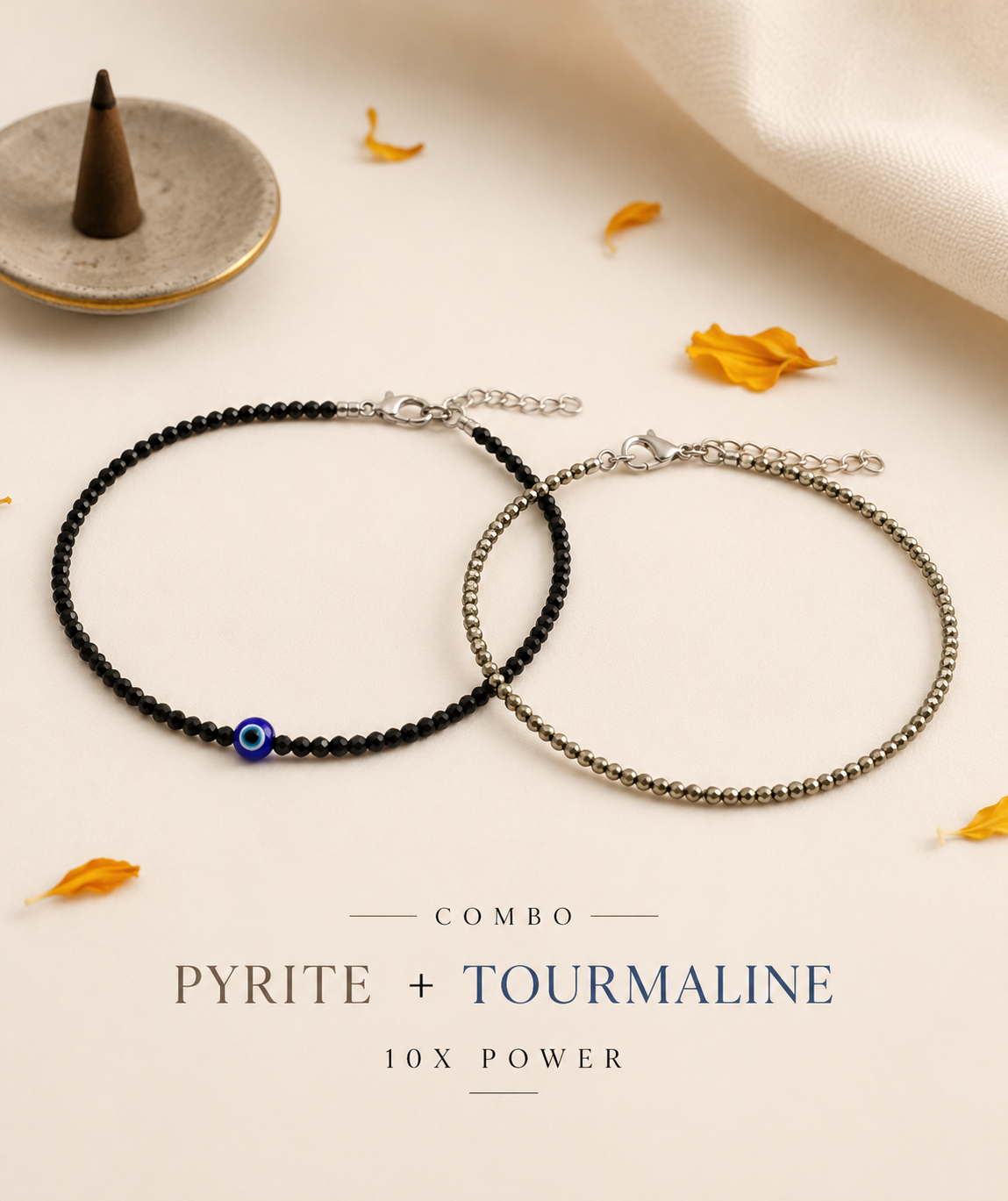 Power Anklet Combo (Pyrite + Tourmaline)