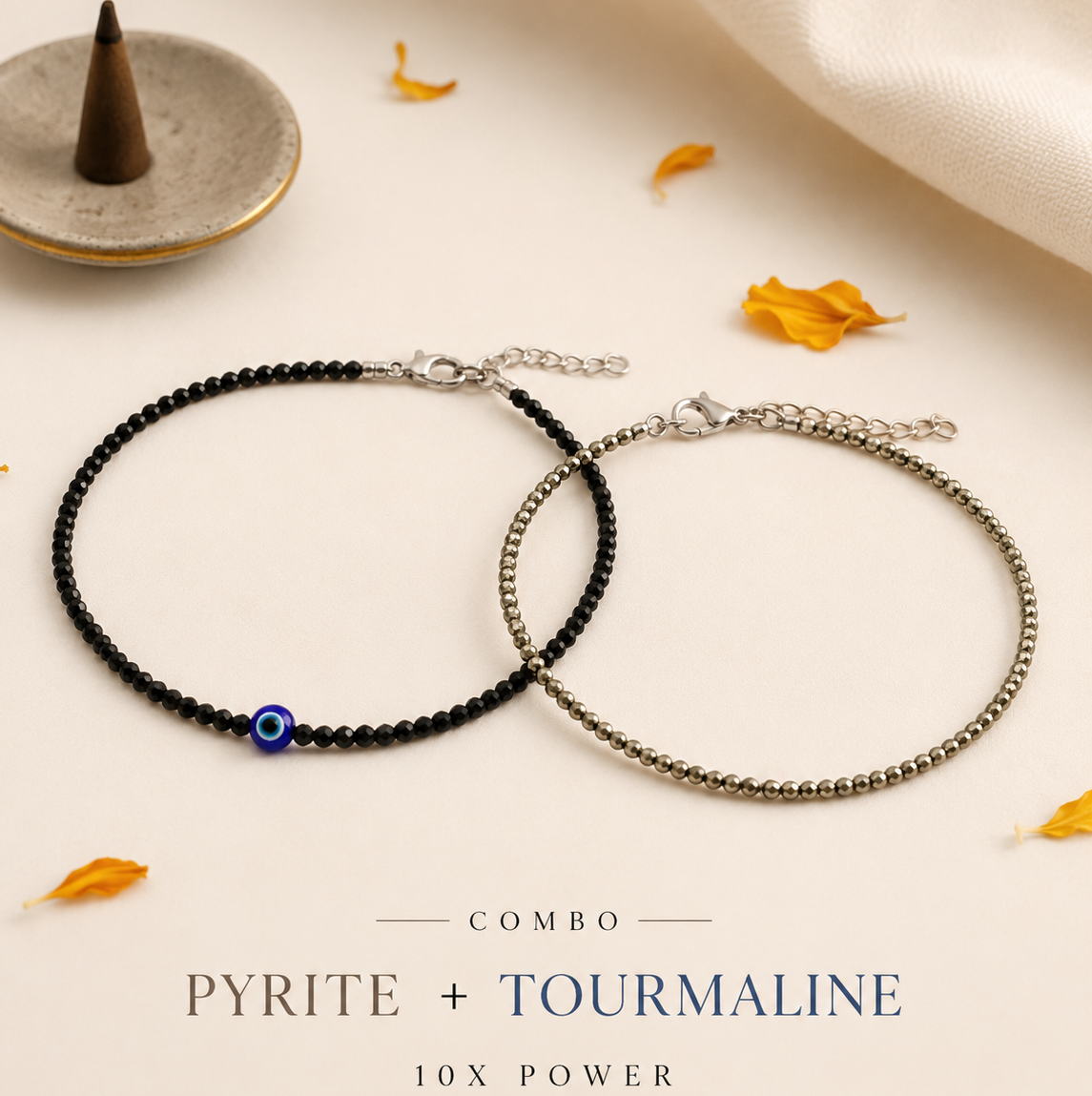 Power Anklet Combo (Pyrite + Tourmaline)