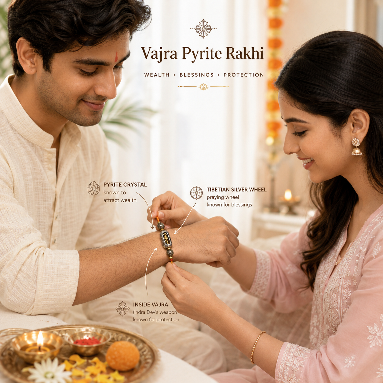 Vajra Pyrite Rakhi | Attracts Protection & Wealth