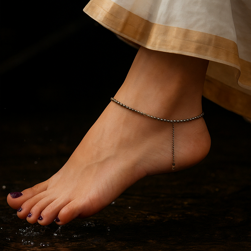 Mahalaxmi Raw Pyrite Anklet w/ Free Pyrite Stone