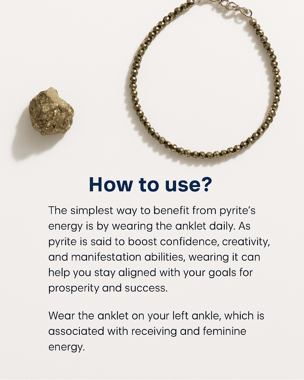 Mahalaxmi Combo - Raw Pyrite Anklet w/ Free Pyrite Stone