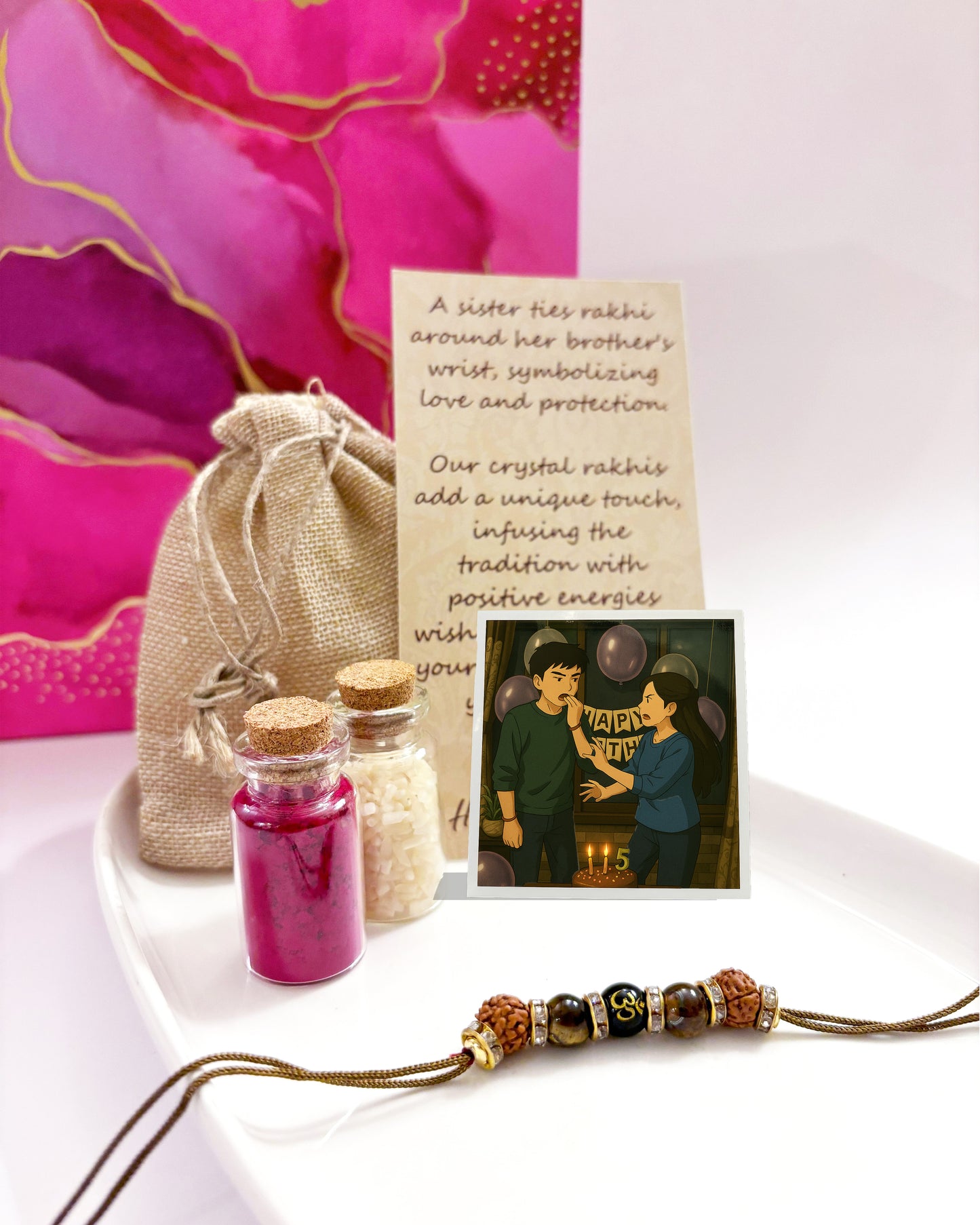 Personalized Crystal Rakhi Gift Set