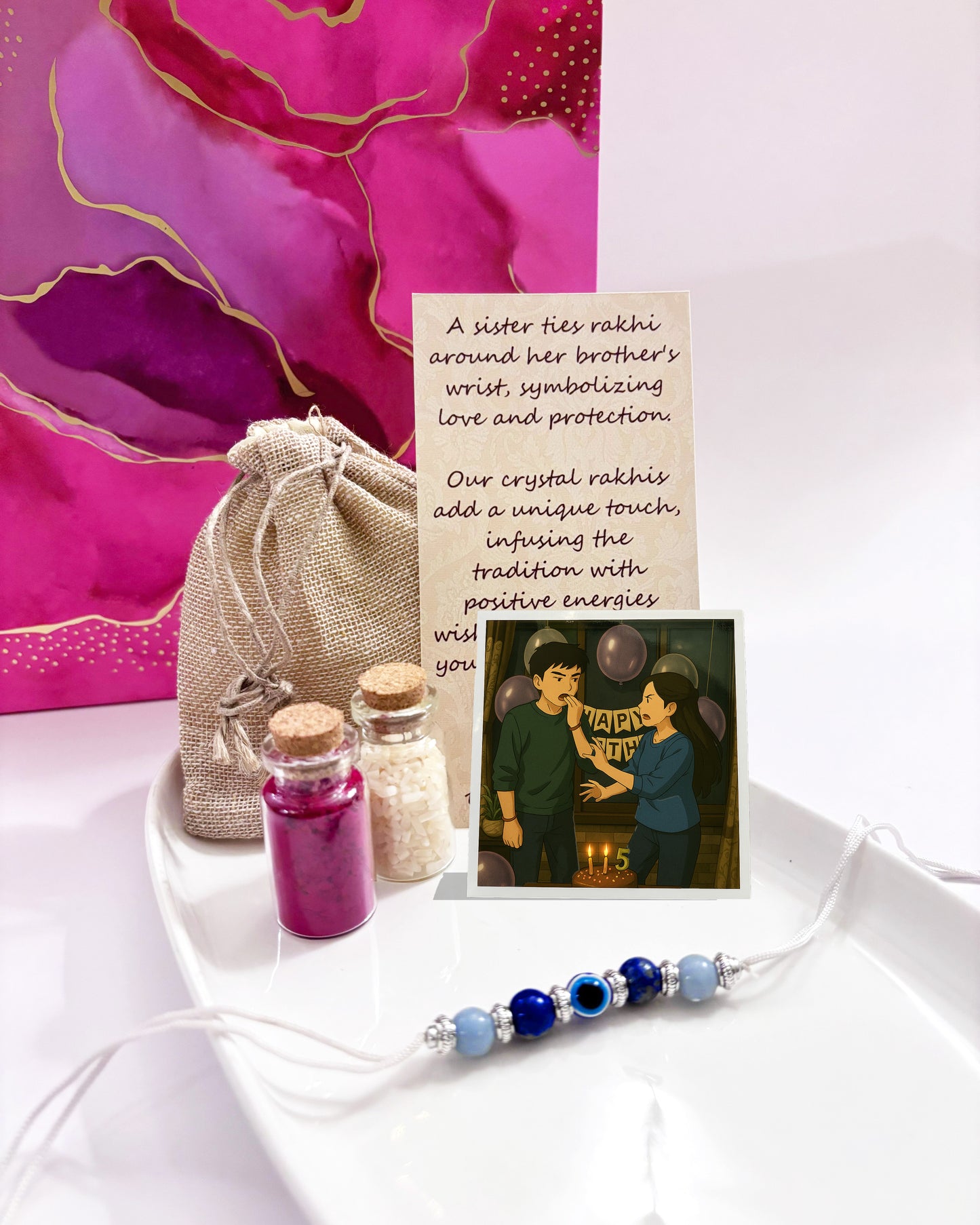 Personalized Crystal Rakhi Gift Set