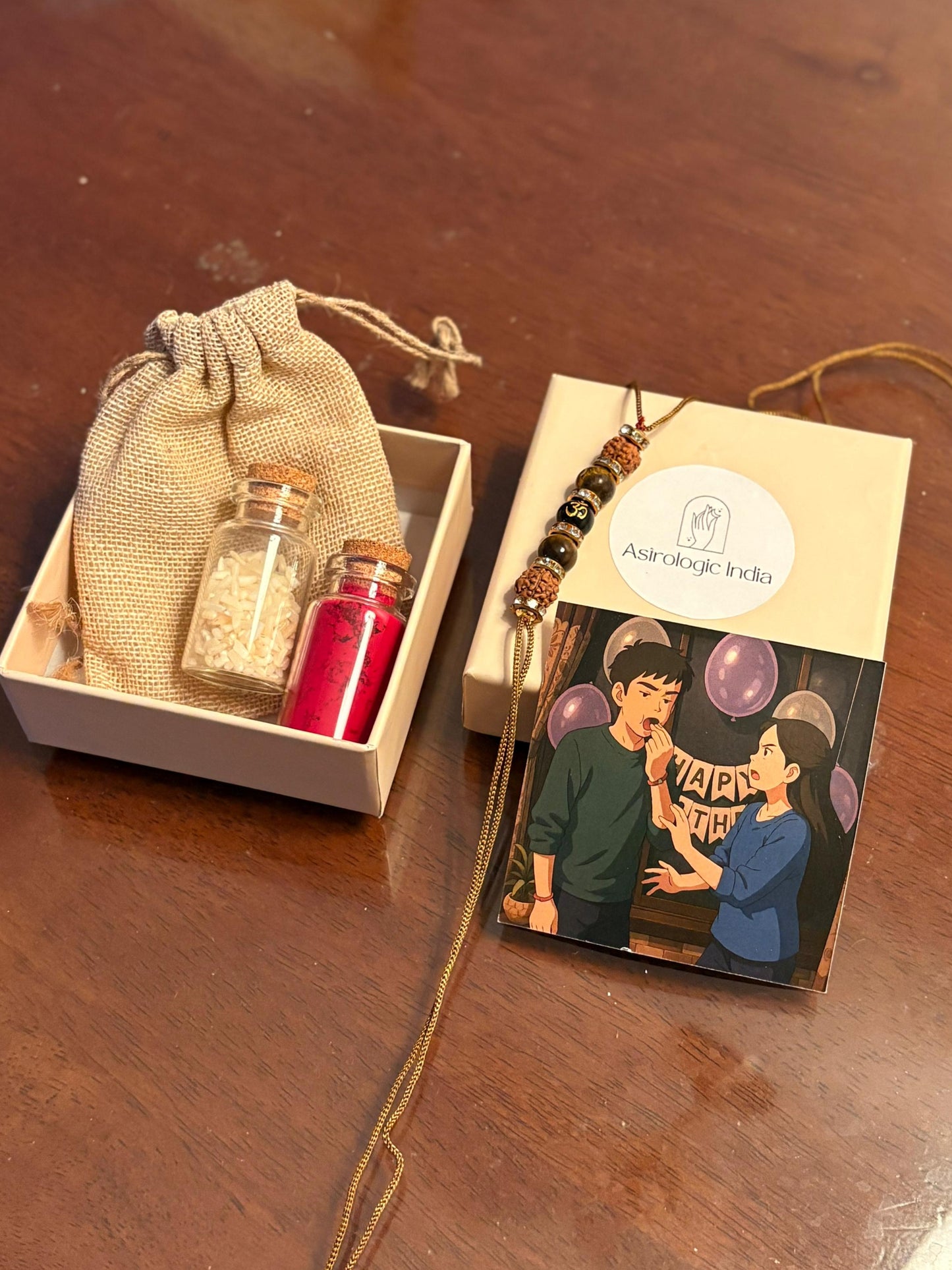 Personalized Crystal Rakhi Gift Set