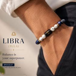 Libra/Tula Rashi Zodiac (Lapis Lazuli & Howlite Bracelet)