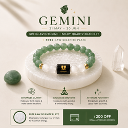 Gemini (Mithun Rashi) Zodiac Green Aventurine & Milky Quartz Bracelet