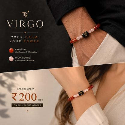 Virgo/Kanya Rashi Zodiac (Carnelian &amp; Milky Quartz Bracelet)