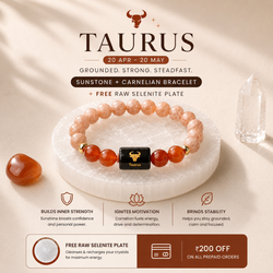 Taurus/Vrishabh Rashi Zodiac (Sunstone & Carnelian Bracelet)