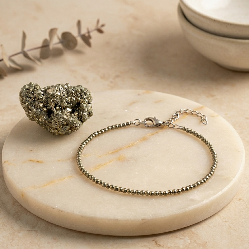 Raw Pyrite Anklet w/ Free Pyrite Stone + Selenite plate