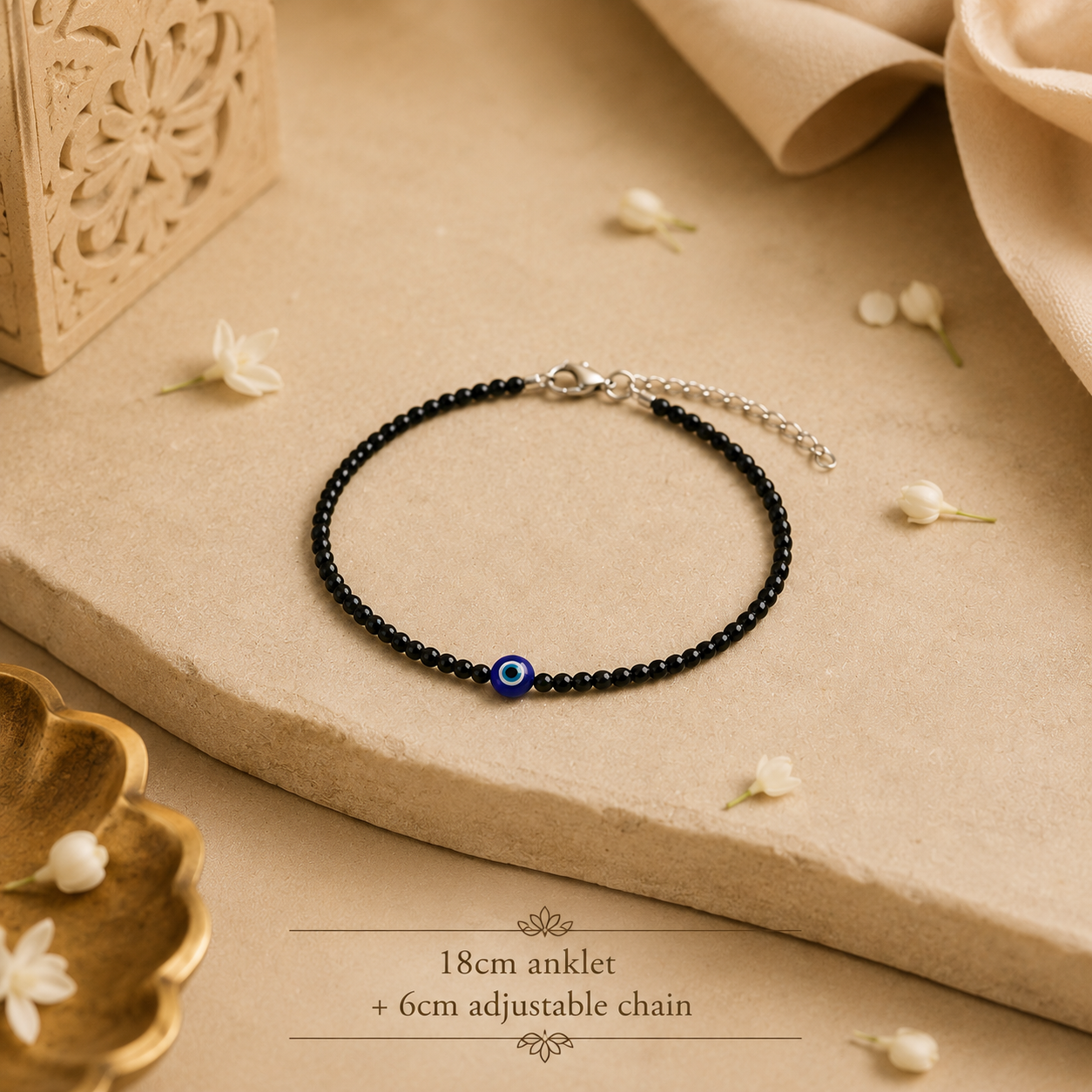 Nazar Protection Tourmaline Anklet (Free Pyrite Cluster)