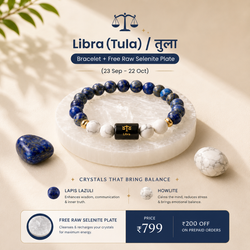 Libra/Tula Rashi Zodiac (Lapis Lazuli & Howlite Bracelet)