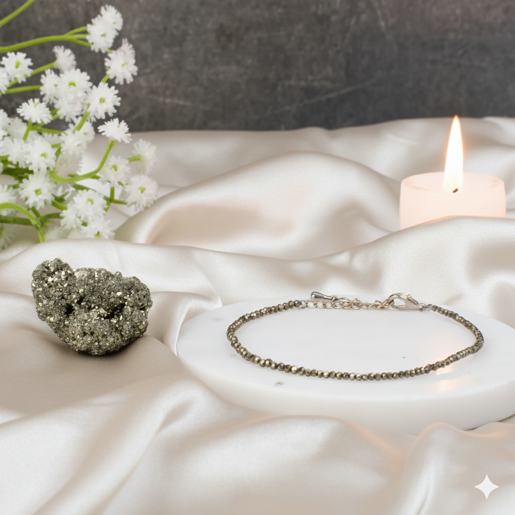 Mahalaxmi Combo - Raw Pyrite Anklet w/ Free Pyrite Stone