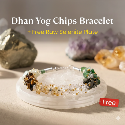 Dhan Sukh Chips Bracelet With Free Raw Selenite Plate