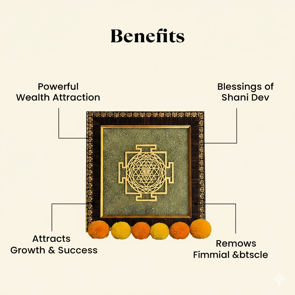 Siddh Shree Yantra on Raw Pyrite Frame