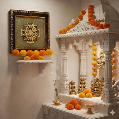 Siddh Shree Yantra on Raw Pyrite Frame