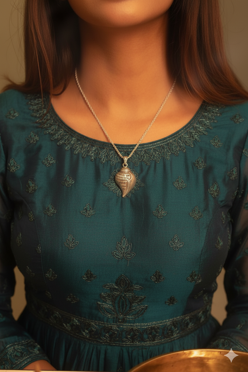 Shri Krishna Mantra Raksha Kavach Shankh (With Chain)