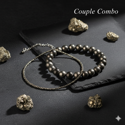 Raw Pyrite Anklet & Bracelet (Couple Combo)