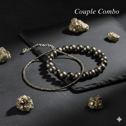 Raw Pyrite Anklet & Bracelet (Couple Combo)