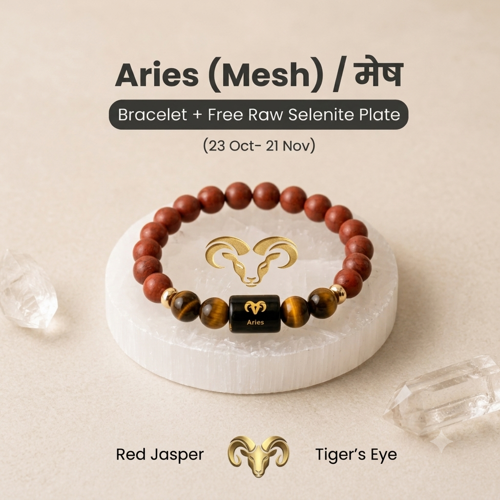 Aries (मेष राशि) Zodiac Red Jasper & Tiger Eye Bracelet