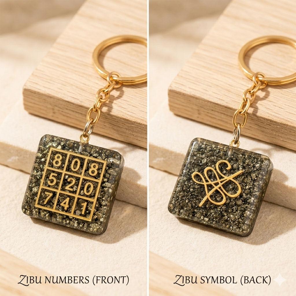 Raw Pyrite - Om Dhan Varsha Keychain