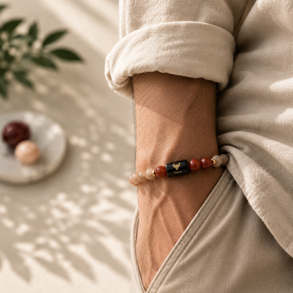 Taurus/Vrishabh Rashi Zodiac (Sunstone & Carnelian Bracelet)