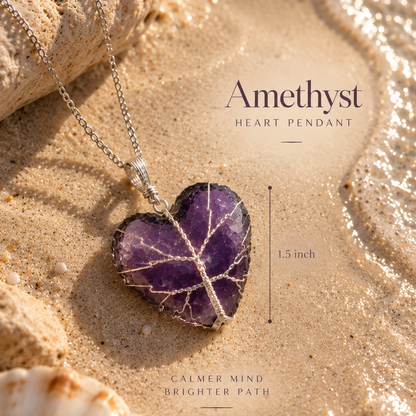 Amethyst heart pendant