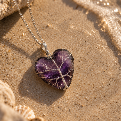 Amethyst heart pendant