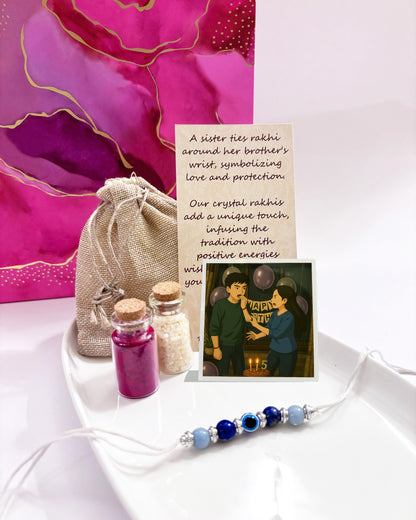 Personalized Crystal Rakhi Gift Set