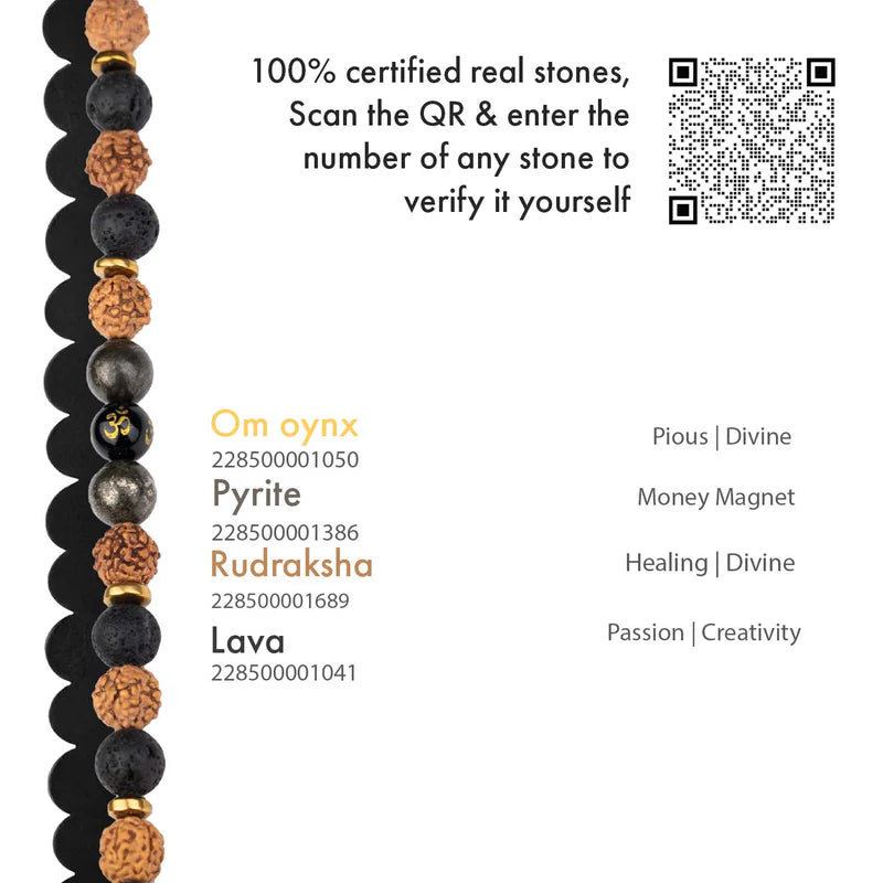 ॐ || Rudraksh Natural Om Pyrite Bracelet