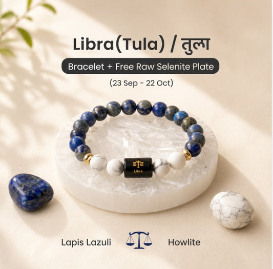 Libra (तुला राशि) Zodiac Lapis Lazuli & Howlite Bracelet