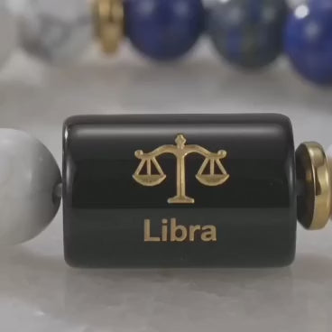 Libra/Tula Rashi Zodiac (Lapis Lazuli & Howlite Bracelet)
